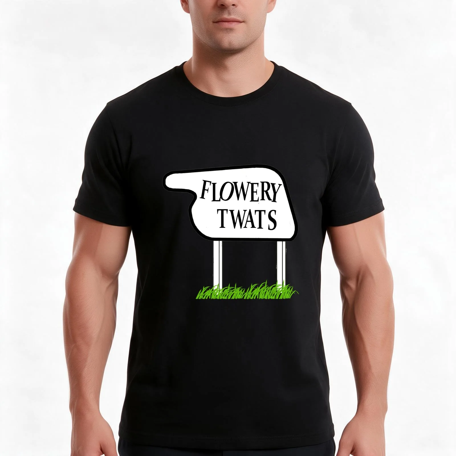 Fawlty Towers the Flowery Twats T-Shirt, Summer Casual Cotton Tee, Oversized Streetwear Tops, Vintage Graphic Print, 100% Cotton