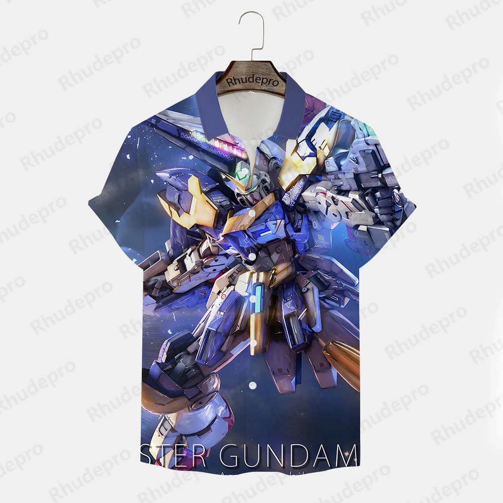 Camiseta extragrande Gundam masculina, camisa casual, camisas de manga curta, tops de alta qualidade, roupa de verão, novo modelo, 2024