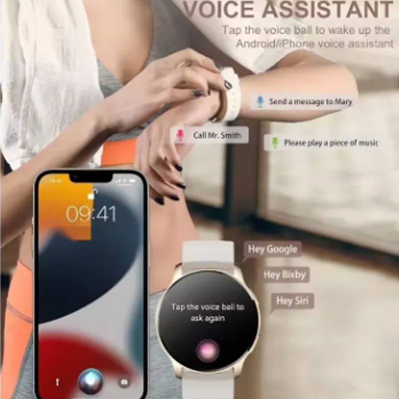 2025 reloj inteligente para mujer completamente táctil Bluetooth llamada Fitness Tracker presión arterial reloj inteligente señoras para Nubia REDMAGIC 7 LG V50S
