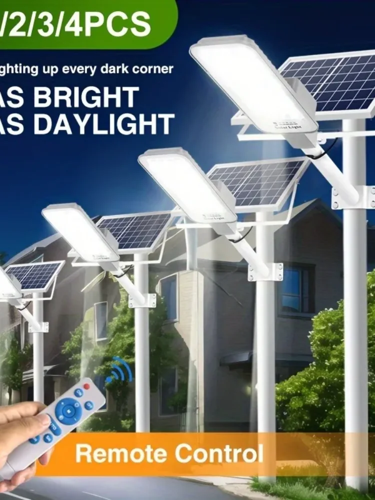 Lampy uliczne solarne Swiatla do użytku zewnętrznego, 1000W, światło bezpieczeństwa od zmoru do świtu z baterią 6000mAh, 128 diod LED o ultra jasnym świetle, zasilane energią słoneczną, wodoodporne — Zdjęcie 2 z 2