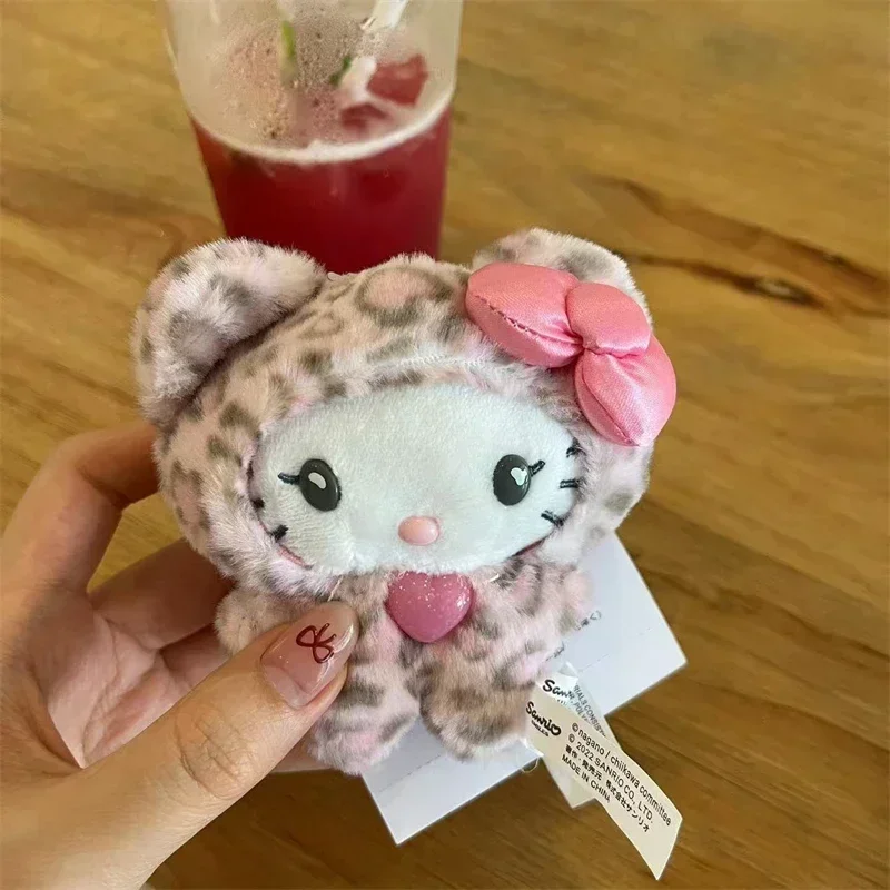Leopardenmuster Bären-Serie Hello Kitty Schlüsselanhänger Anhänger Cartoon Kitty Katze Plüschpuppe Anhänger Schlüsselanhänger Taschendekoration Geschenk – Detail 6
