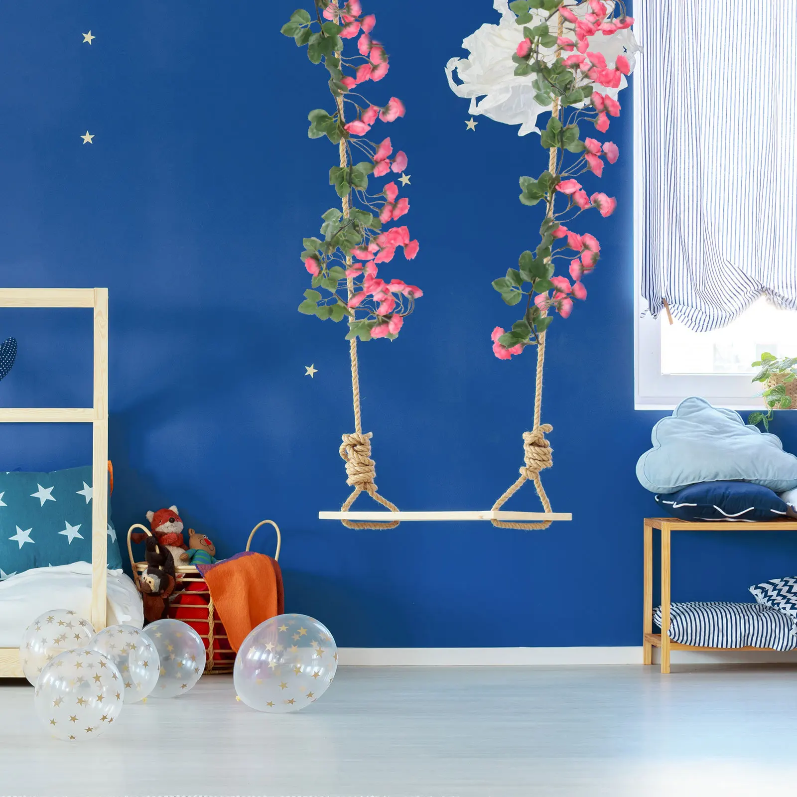 

1Pcs Simulation Rose Vine Safe Material Lifelike Flower String Hanging Ornament for Wedding Festival Party Room