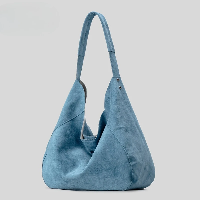 

Retro Soft Suede Bucket Bag Women's Large Capacity Shoulder Bag Fashionable Winter New Style Polyester Lining Versatile Tote Bag