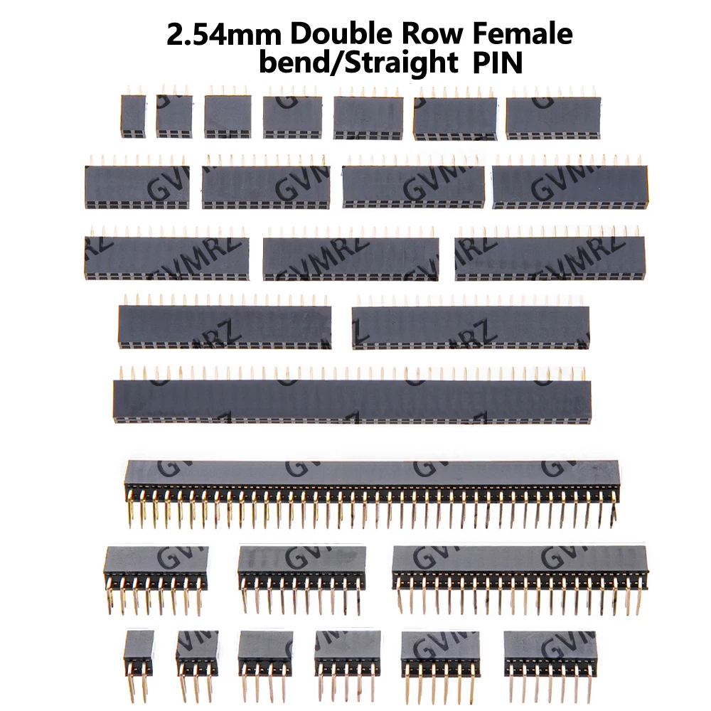 2.54mm 2x2/2x20/2x18/2x16/2x15 Double Row Female 2~40P PCB Board bend/Straight angle Pin Header socket Connector  Component