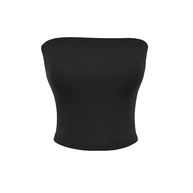 Summer Hot Girl Short Camisole Vest Strapless Anti-Exposure Base Layer Underwear with Bra Pad Wrapped Chest Top for Women