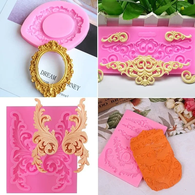 Baroque Silicone Molds Retro Embossing Font Mould European Style Cake Decoration Tool Multi Functional Epoxy Resin Mold