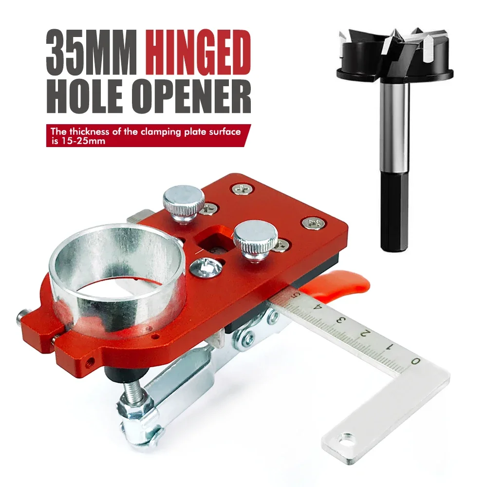 New Hinge Hole Punching Aid with Drilling Stopper Aluminum Alloy Woodworking Cabinet Door Hinge Positioning Installation Tool