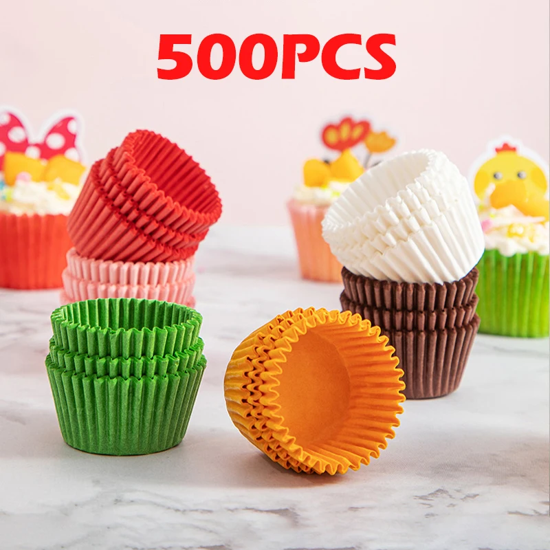 

500PCS Cupcake Paper Liners Baking Muffin Cake Cups Molds Cases Solid Color Cupcake Wrappers Kitchen Baking Accessories