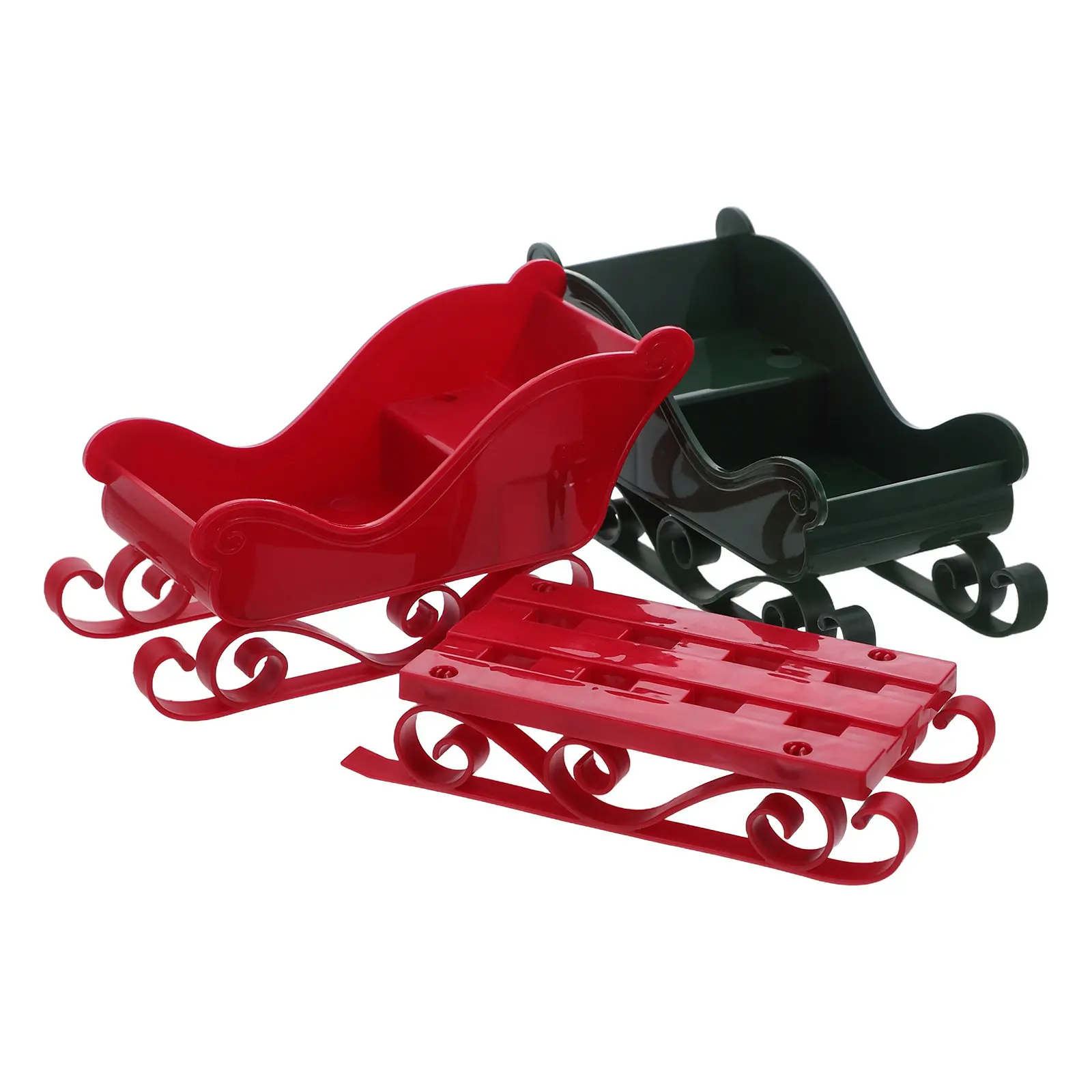 

3Pcs Mini Santa Sleigh Set - Festive Christmas Theme Decoration with Sturdy Build - Tabletop Sleigh Prop for Home Office Retail