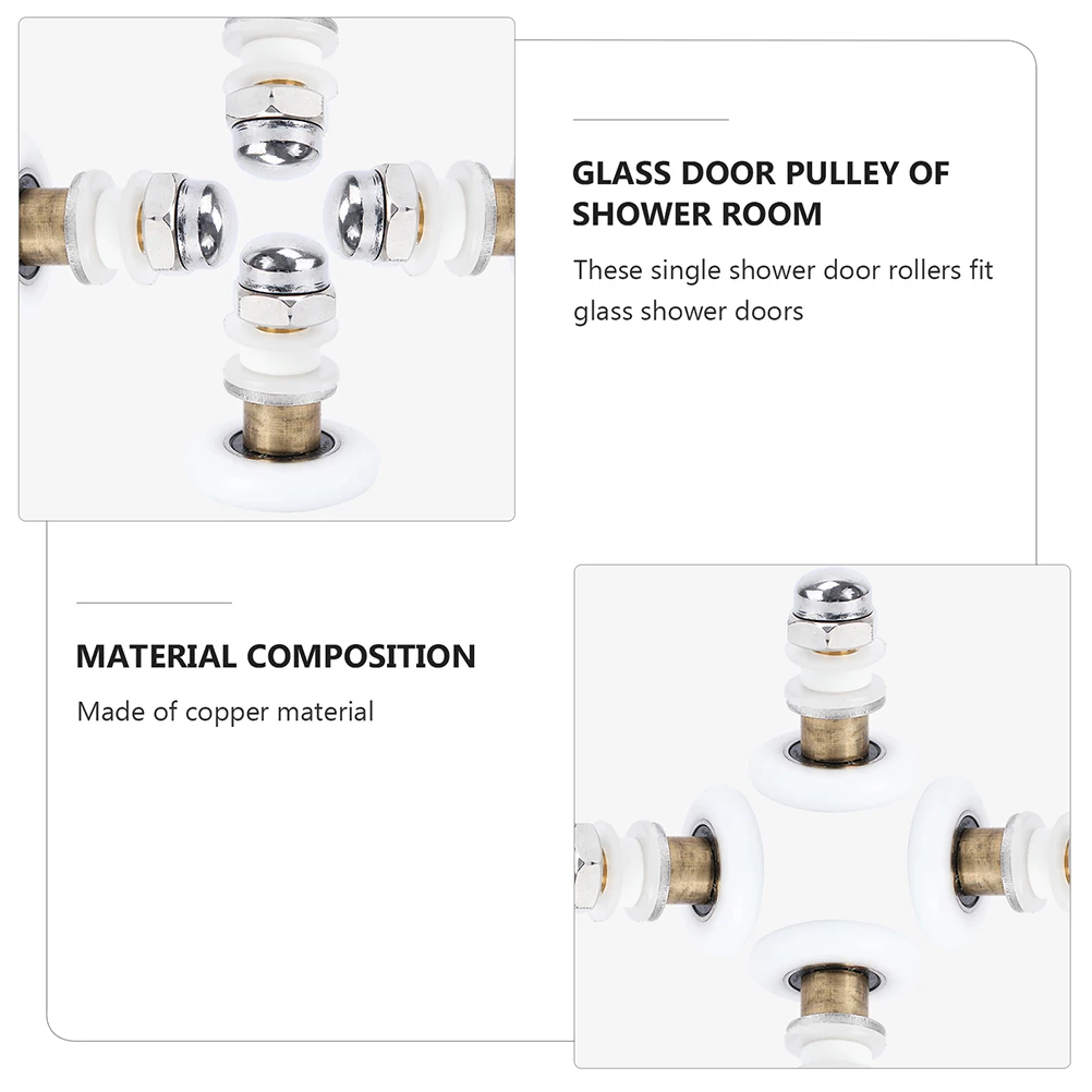 

4 Pcs Shower Door Wheels Rollers Runners Glass Sliding Pulley Replacement Travel