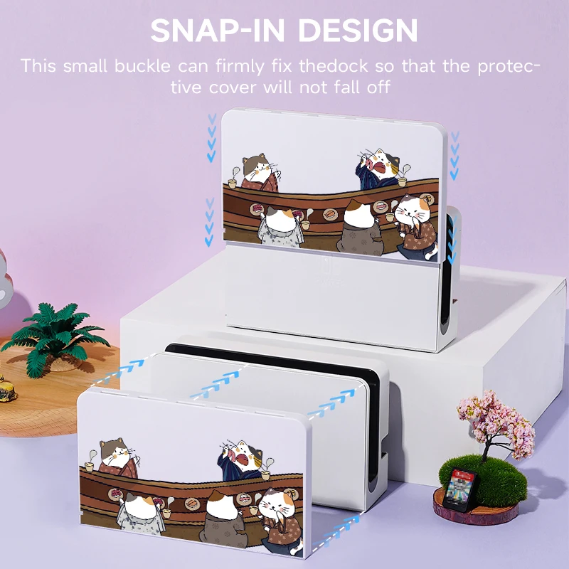 2 Pcs Cat Sushi Theme Pattern Protective Case with Base Cover Set for Switch OLED/Switch NS, Can Store 5 Game Cards