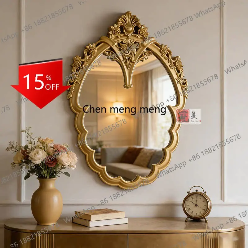 

R134 French oval fireplace decorative mirror American retro wall-mounted makeup mirror European bathroom bathroom