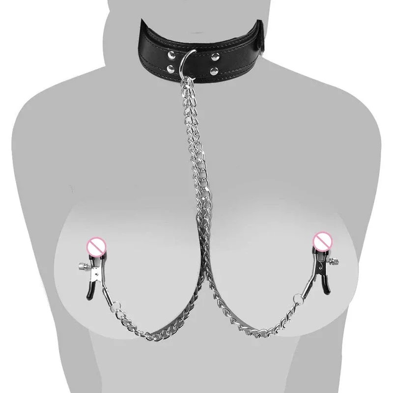 ألعاب الكبار ألعاب مثيرة للنساء الأزواج BDSM عبودية الوثن طوق سلسلة الياقات الحلمة المشابك المهبل البظر منتجات جنسية