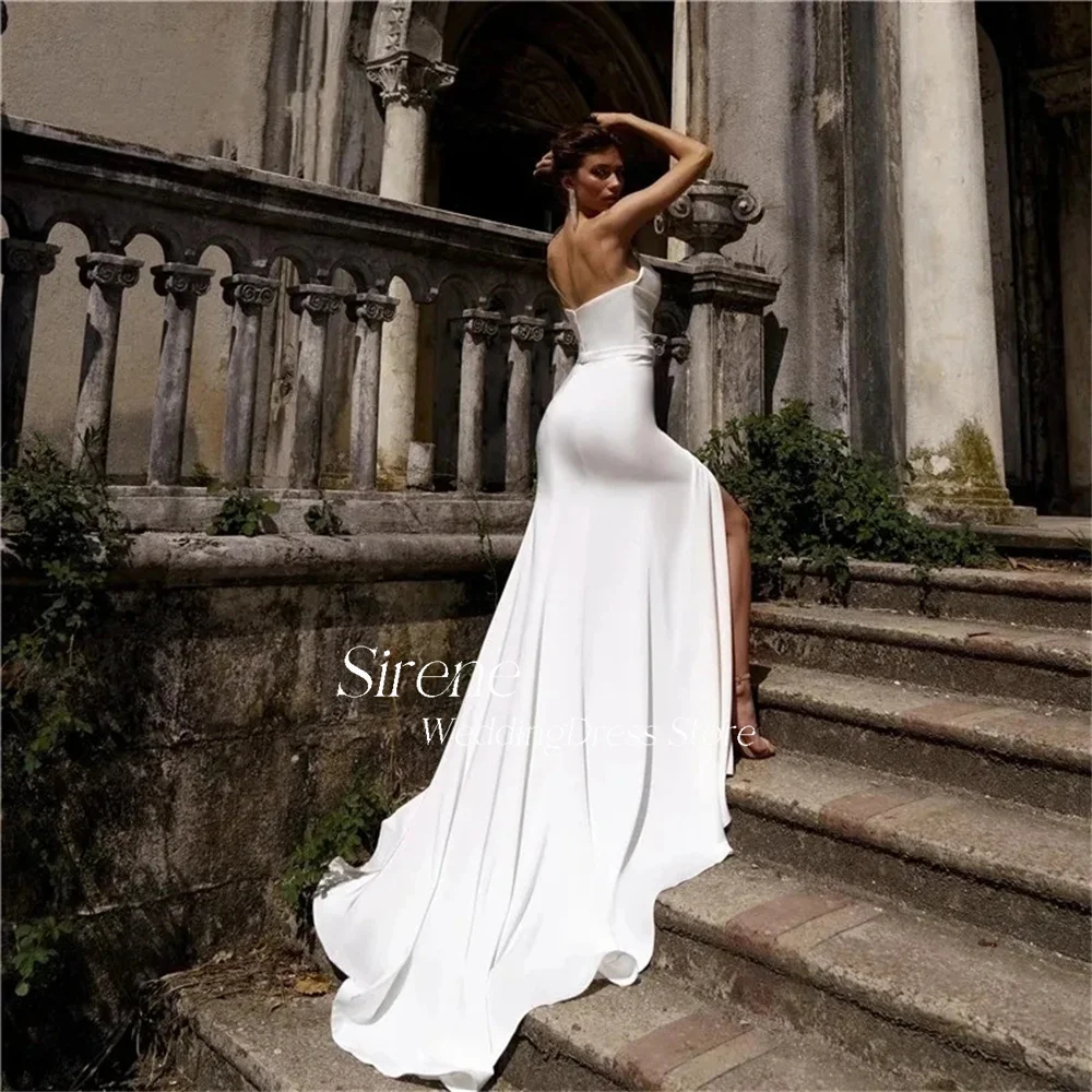 Sirene vestido De Novia elegante con lentejuelas y cuentas, plisado con manchas, sirena, escote corazón, sin tirantes, abertura lateral