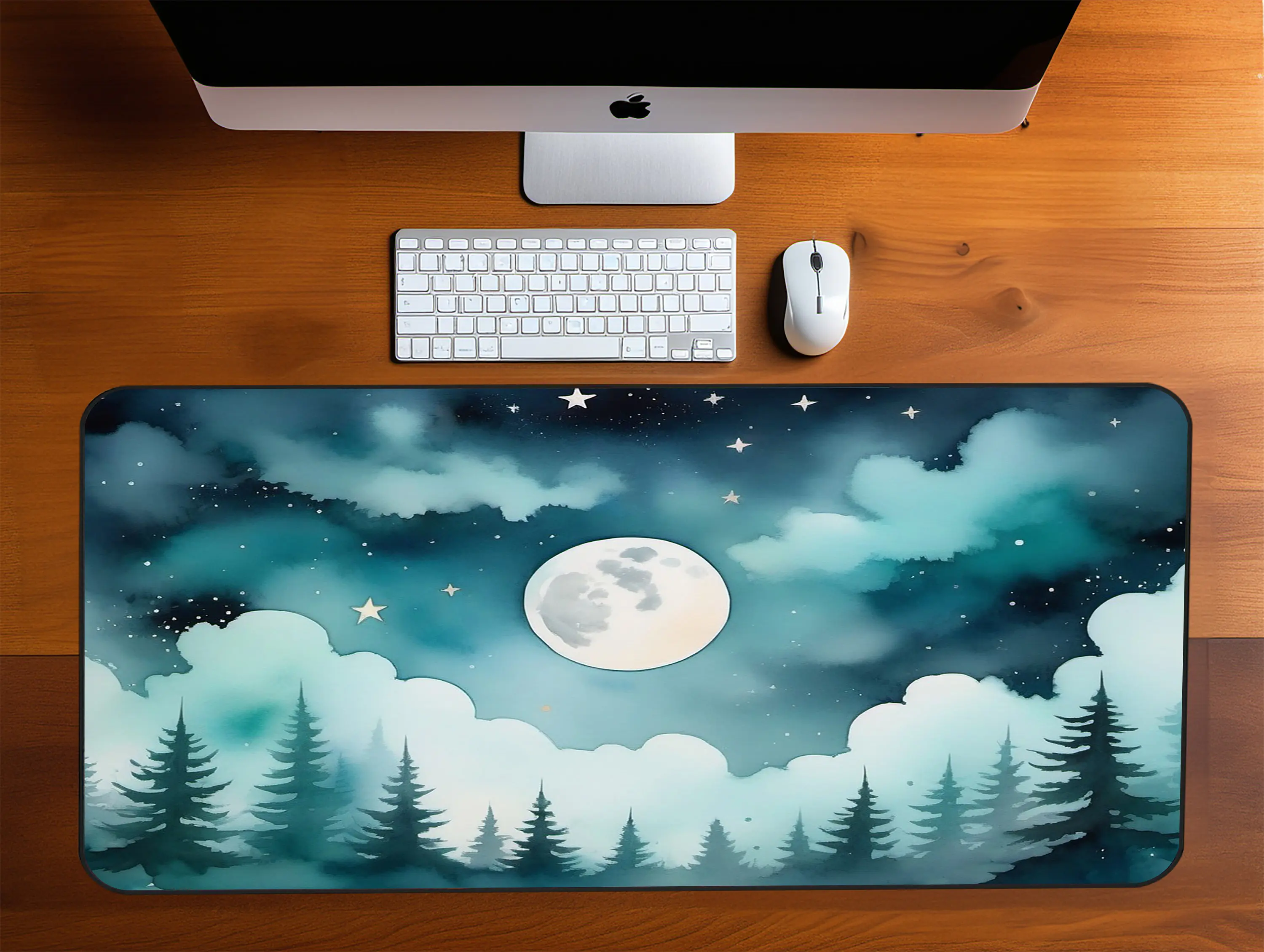 Moonlight Forest Art Gaming-Mauspad, rutschfestes und wasserdichtes Mauspad, minimalistische Bürodekormatte, ein perfektes Geschenk für Freunde.