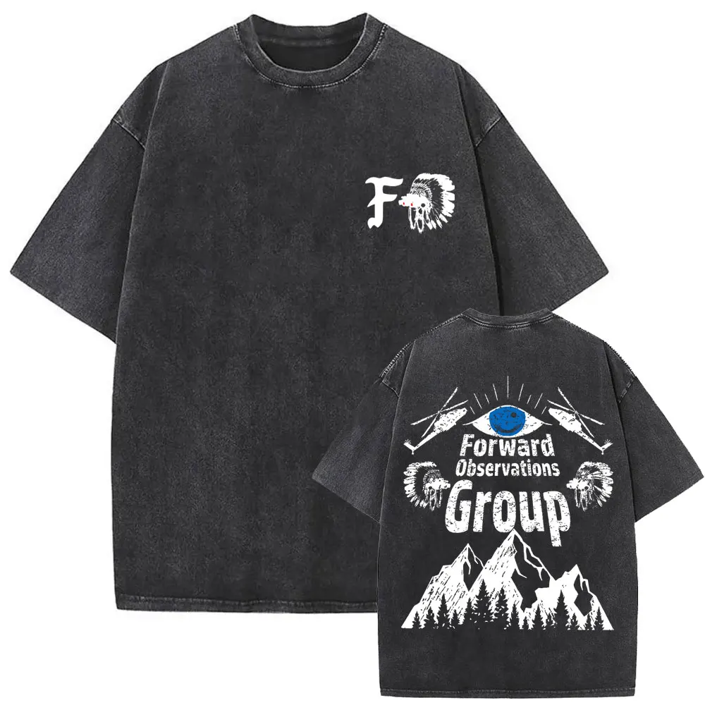 Hot Sale New Forward Observations Group Fans T-shirts Washed Vintage Death Horror Skeleton Graphic T Shirts Men Oversized Tshirt