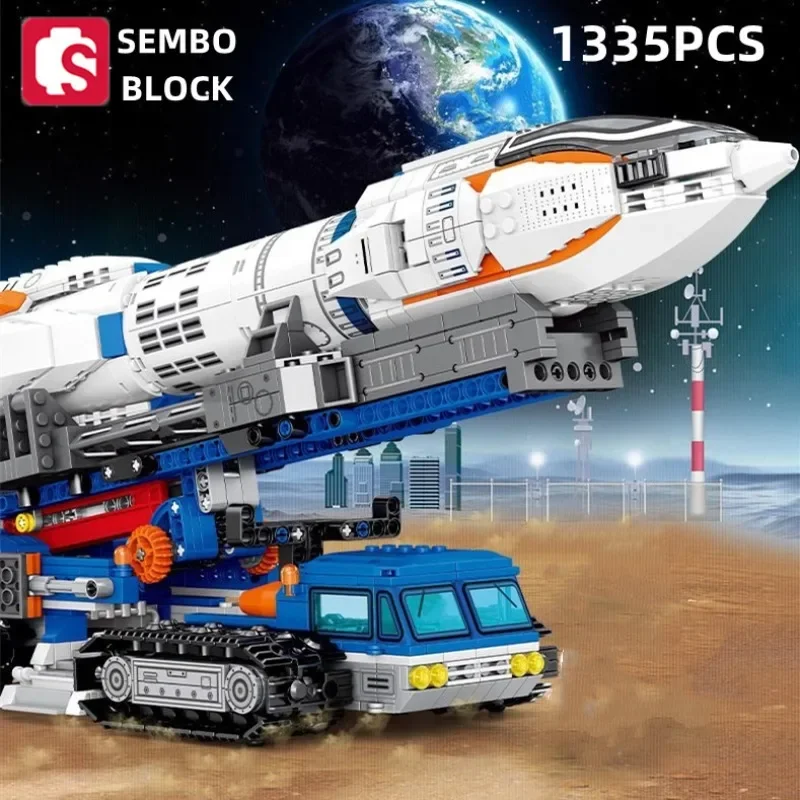 SEMBO blocks 1335pcs rocket carrier model Space DIY Educational assembly boy toys children's gifts room decoration ornaments