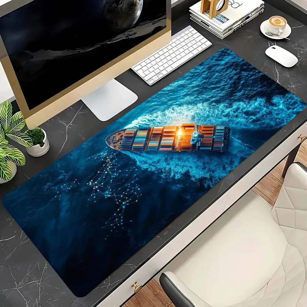

The fast-moving mouse pad featuring the ocean at night and fully loaded containers on cargo ships is suitable for gamers offices