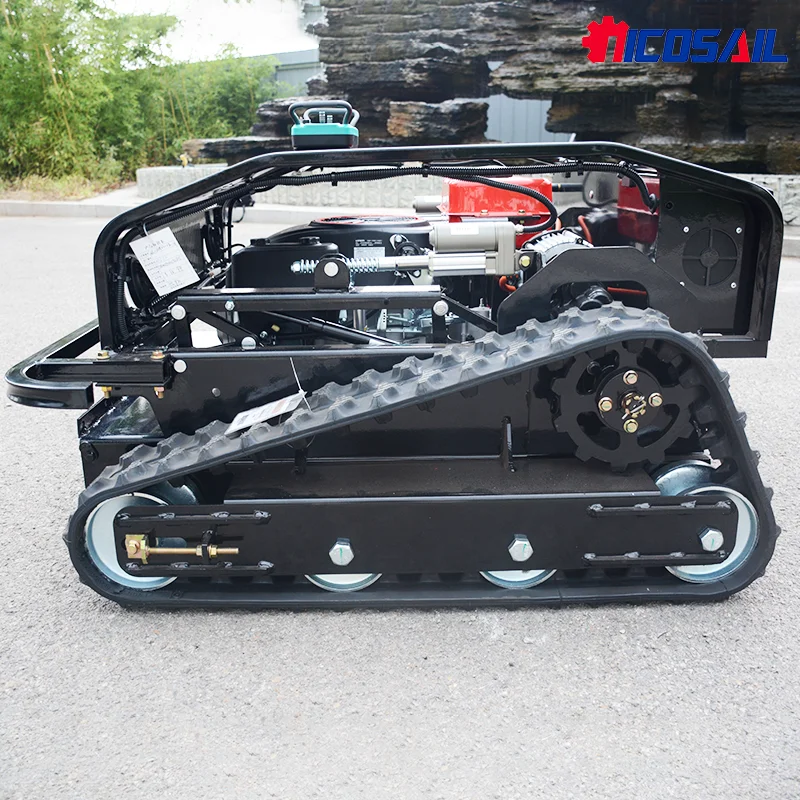 

N Factory Price Smart 12/15HP 800w diesel Engine Flail Lawn Mower Crawler Flail Remote Lawn Mower With CE Certificate