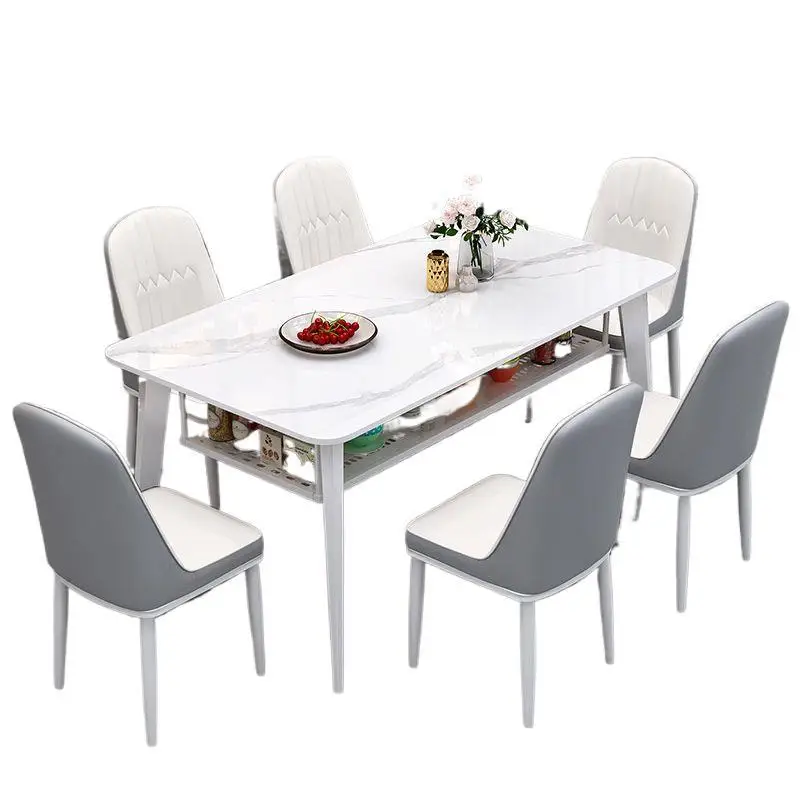 

Light luxury rock slab double-layer dining table and chair combination simple small apartment