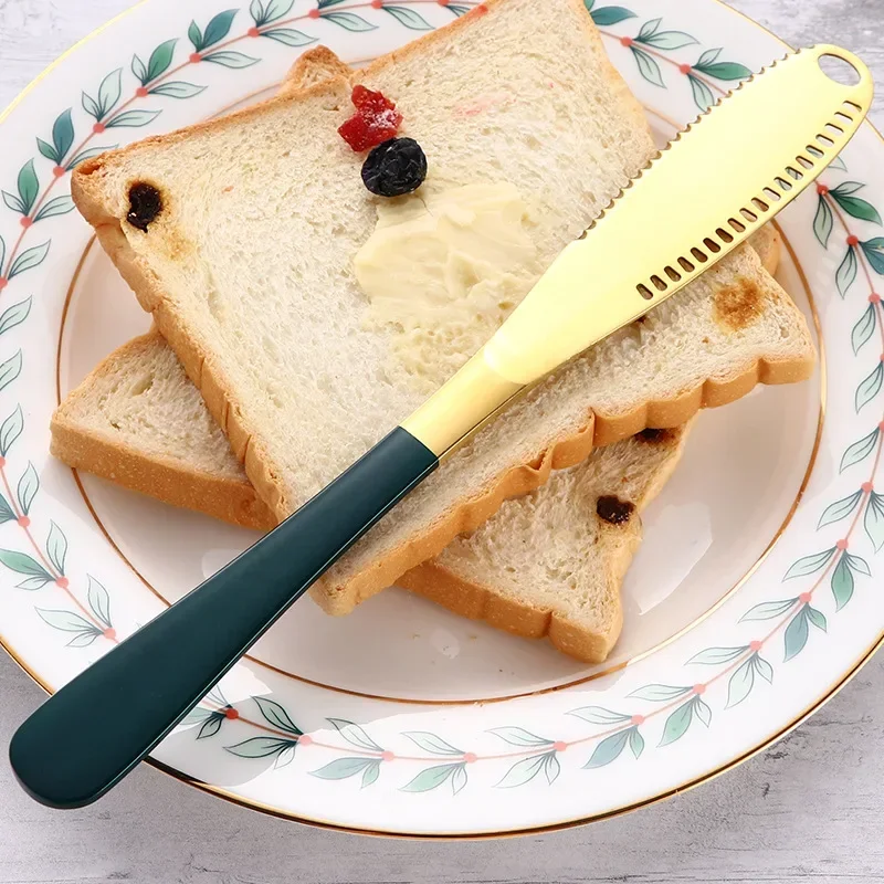 Butter Knife Holes Cheese Dessert Knife Stainless Steel Jam Knife Cutlery Toast Wipe Cream Bread Cheese Cutter Kitchen Tools