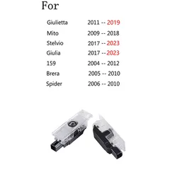 2Pcs Car Door Projection Lamp Welcome Light For Alfa Romeo Giulia Stelvio Giulietta Mito 159