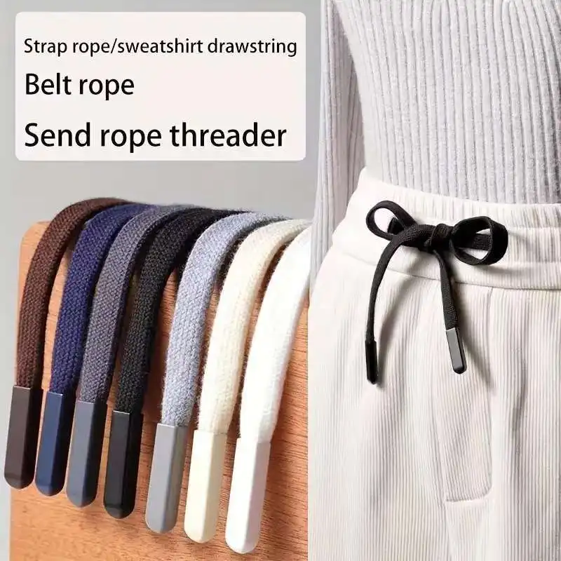 1PC Sweater Hat Drawstring Colored Metal Head Hollow Flat Belt Rope Sports Pants Waist Rope 1.4m DIY Clothing Accessories