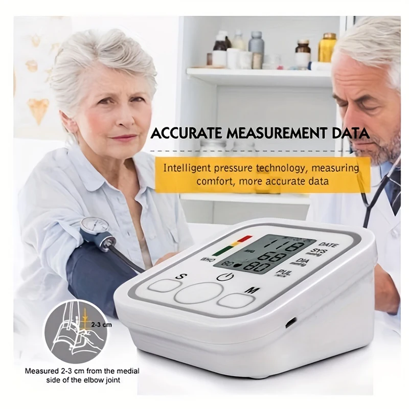 Portable Upper Arm BP Meter Electronic Digital Blood Pressure Monitors Automatic Measurement Shut Off Sphygmomanometer Health