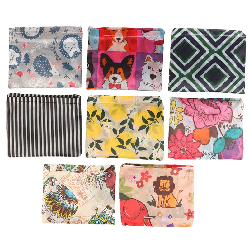 

2pcs Multiple Styles Large Capacity Folding Shopping Bag Lightweight Washable Recycle Tote Bag Eco-Friendly Storage Bag