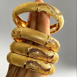 Bangls 4Pcs/lot Ethiopian Africa Gold Color Bangles For Women Flower Bride Bracelet African Wedding Jewelry Middle East Items