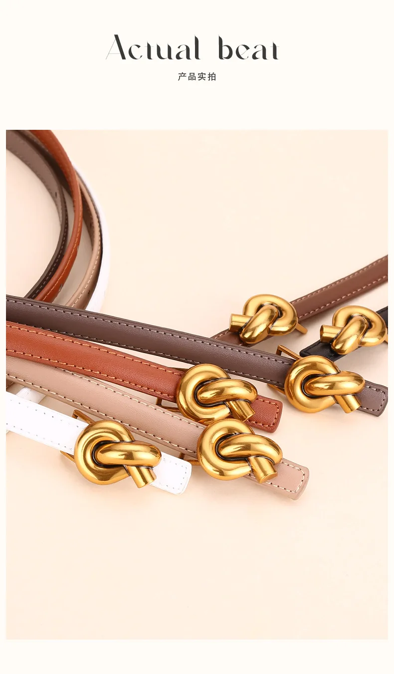 Neuer Damen-Ledergürtel; Modischer, schlichter Rindsledergürtel; Vielseitiger High-End-Gürtel; Dünner Taillengürtel für Frauen – Detail 13