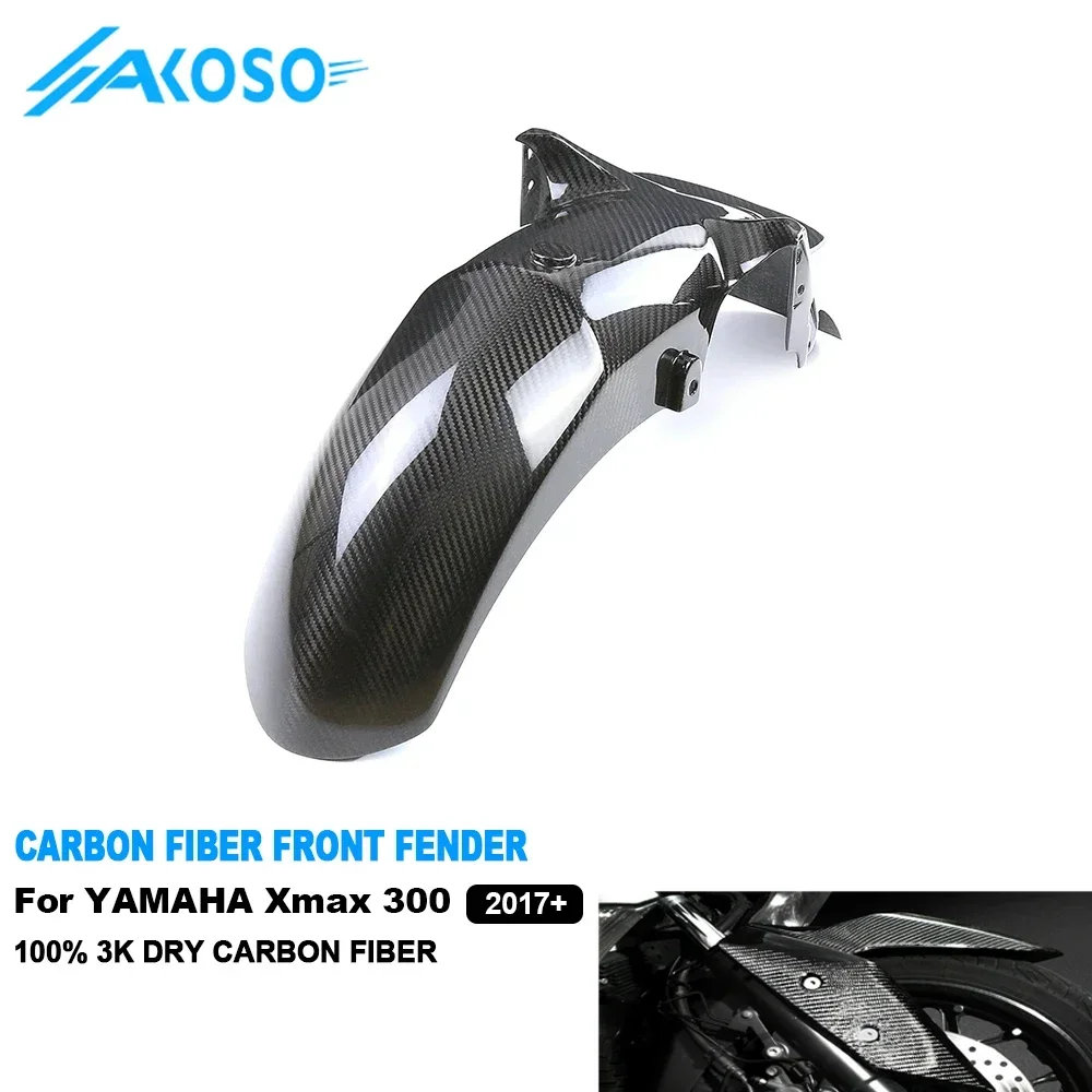 Akoso motocicleta peças de fibra de carbono acessórios frente fender lama guarda roda capa hugger paralama para xmax 300 2017-2024