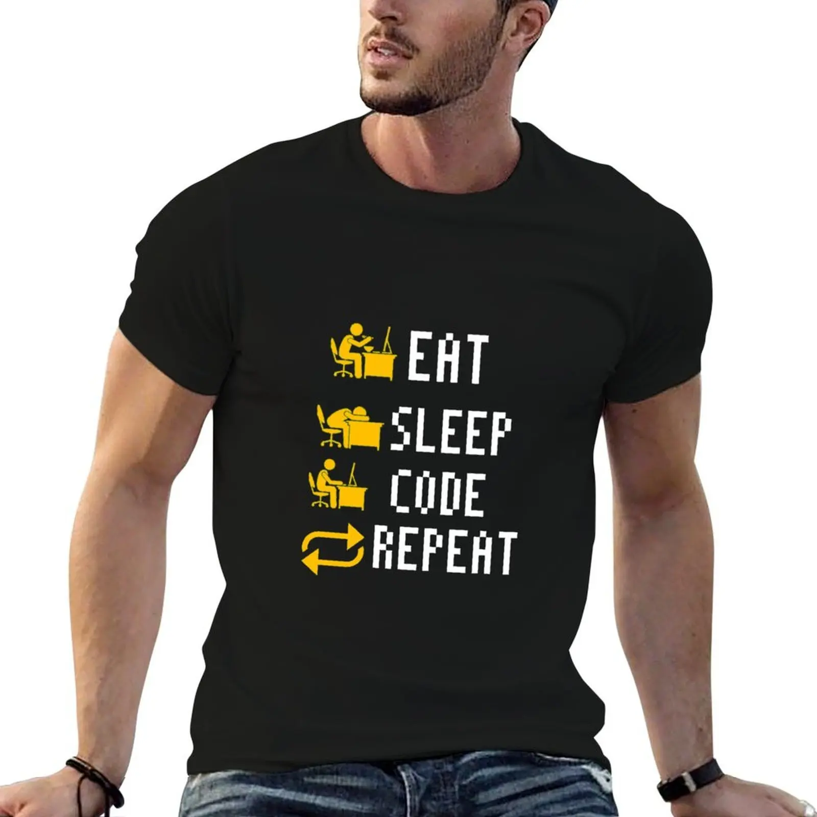

Eat sleep code repeat, cute and funny gift for a programmer, son, wife, husband, daughter, father! T-Shirt