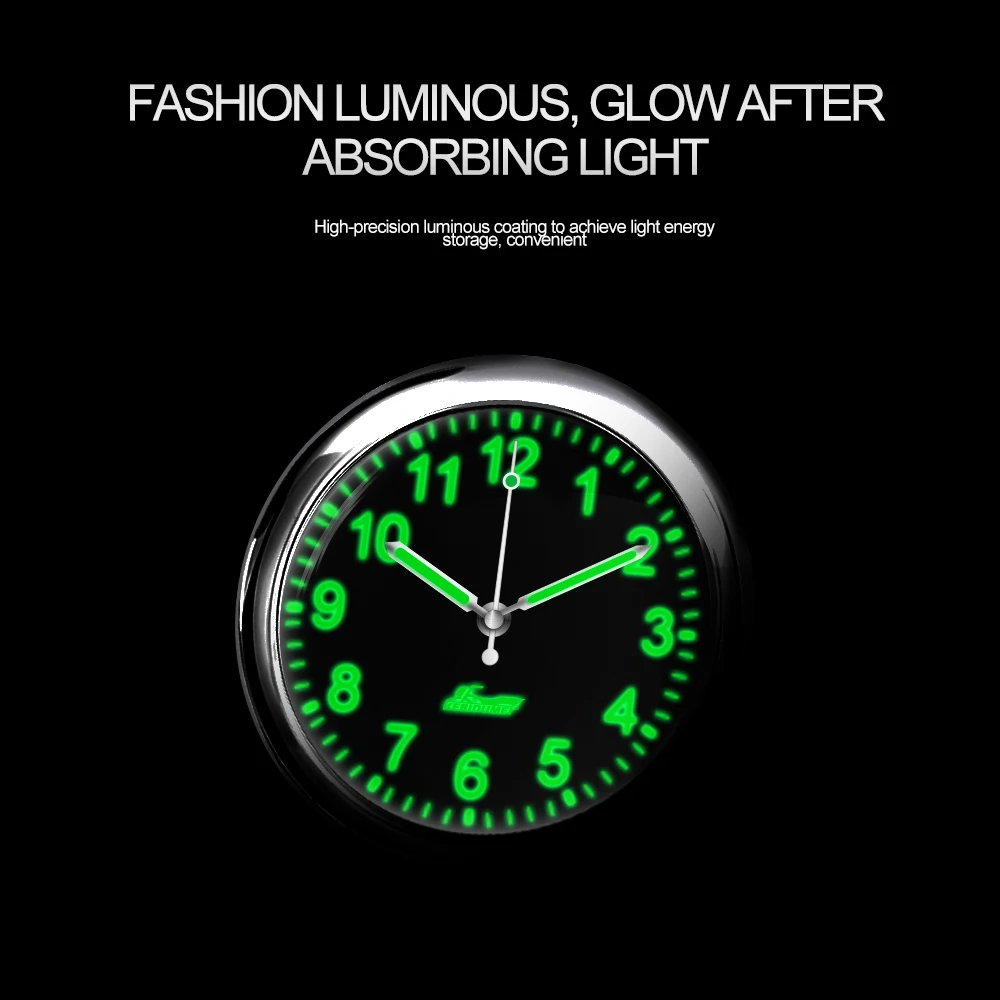 Car Clocks Fluorescent Night Vision Zinc Alloy Fashion Watches Automobile Decoration Ornaments With Firm Sticker for Motorcycle