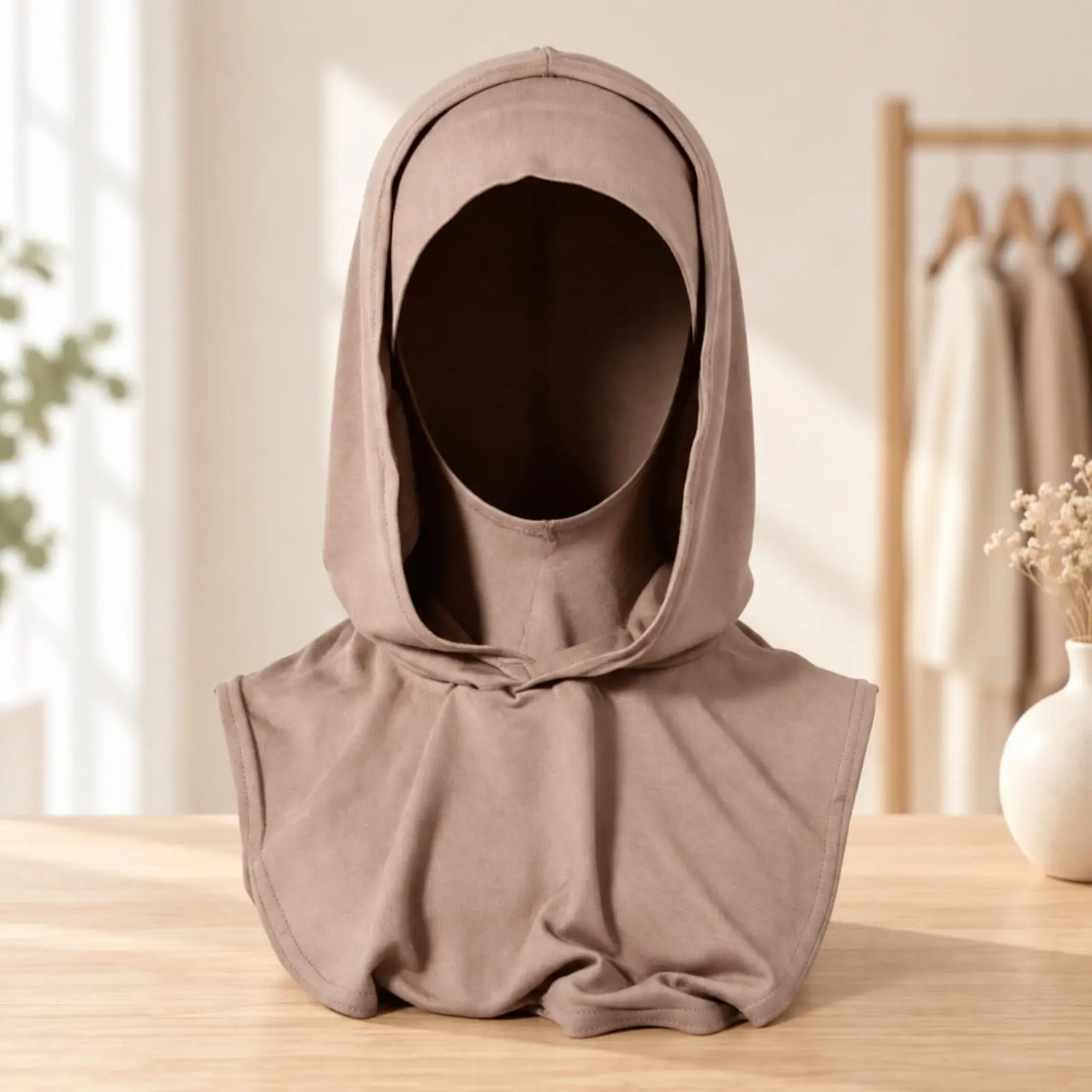 Hooded Head Scarf for Women with Neck Drape Smooth Elastic Wrap for Casual Stacking and Daily Outings
