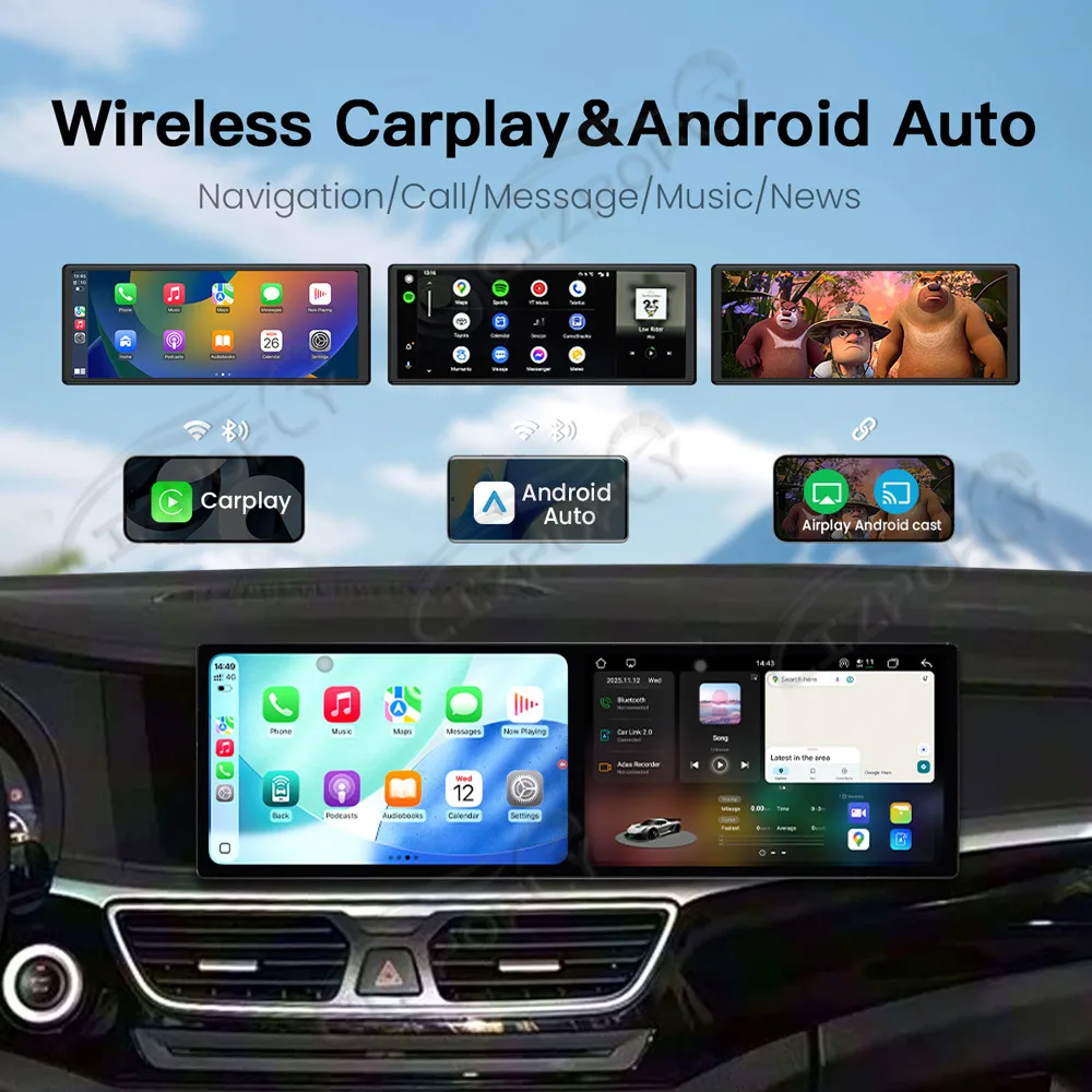 Dual 10.1 Inch Android 15 CarPlay Car Radio For Geely Borui 2015-2016 Touch Screen Multimedia Player GPS Navigation 4G WIFI DSP