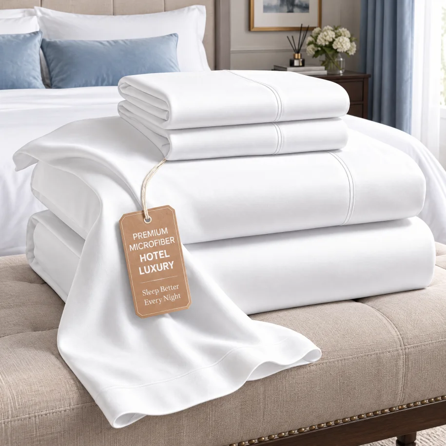 4pcs 2200TC High Density Microfiber Bed Sheet Set, 16 Inch Deep Pocket Elastic Fitted Sheet, Soft All-Season Bedding, Minimalist Style, Multiple Colors, Machine Washable