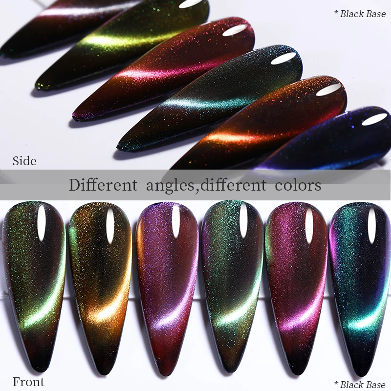 7 ชิ้น/เซ็ตแมวตาแม่เหล็ก Glitter Chrome เล็บเจลเล็บแม่เหล็กสีตกแต่ง Chameleon Cat Eye เล็บสี