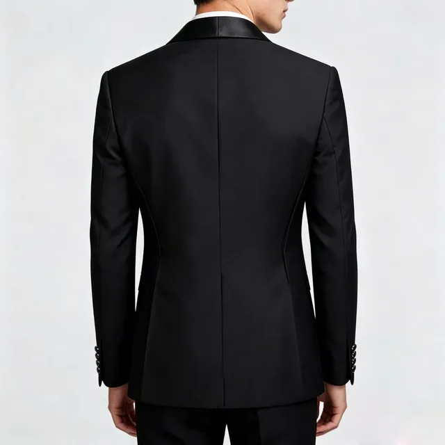 Men Suit Black 2 Pieces Double Button With Black Lapel For Wedding Groom Business Birthday Banquet Work Suit Jacket And Pants 4