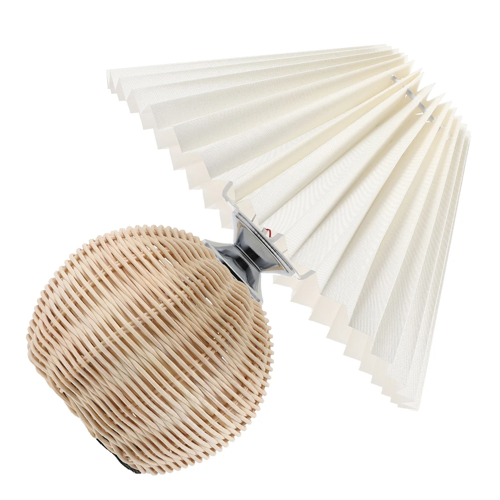 

Nordic Table Lamp Bedroom Bedside Small Night Desk Lamps Pleated Lampshade Rattan Light LED Warm Atmosphere Study Office