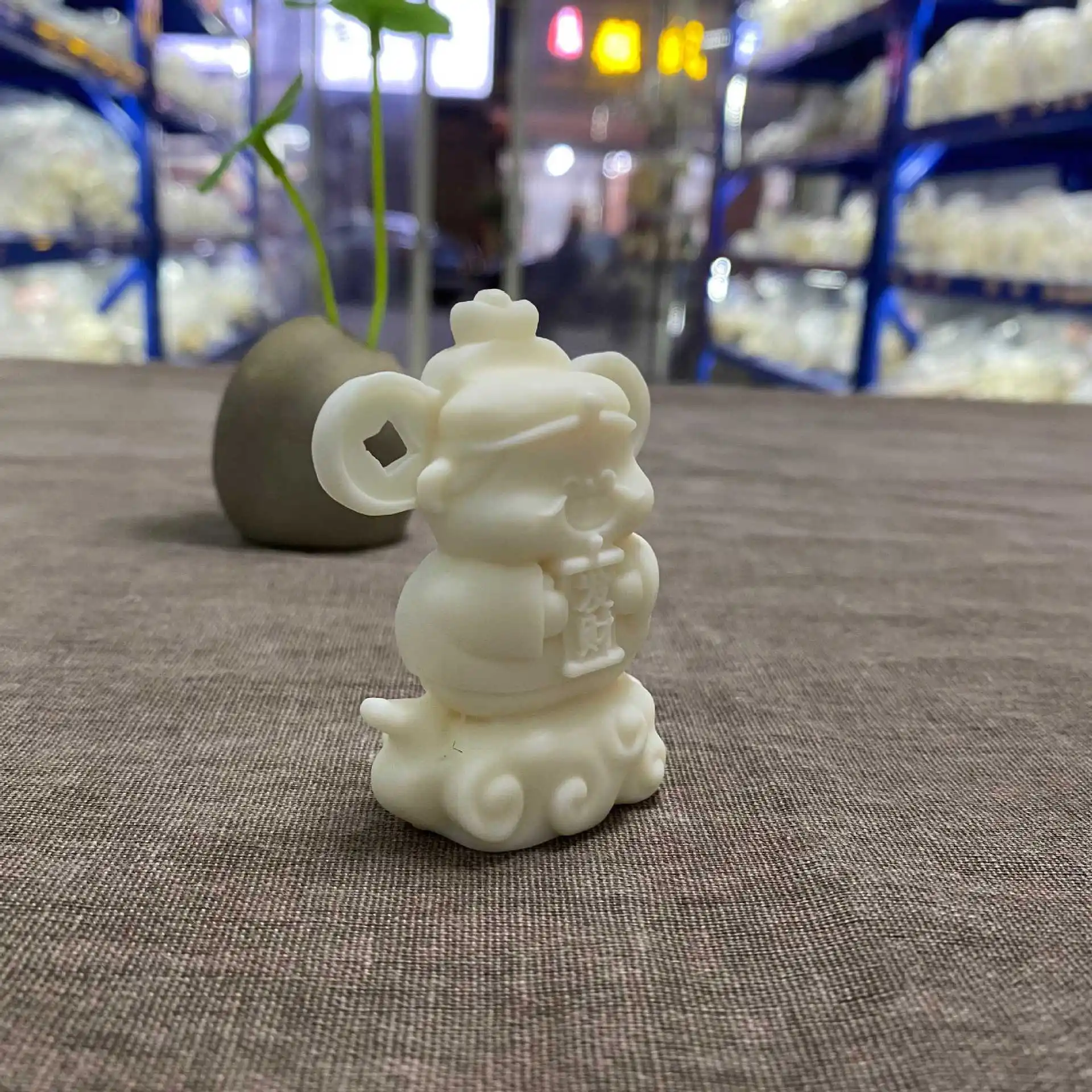 Hand Carved Tagua Nut Little Wealth Master Figurine God of Wealth Hand Piece Home Desktop Office Wenwan Decor Craft Gift