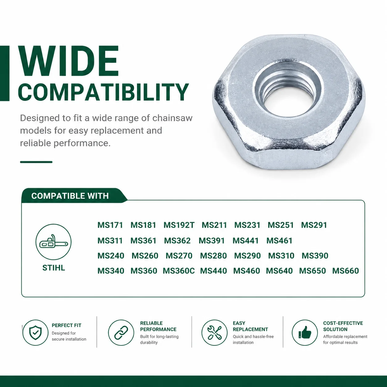 5Pcs Sprocket Cover Bar Nut Kit For Stihl MS171 MS181 MS192T MS211 MS231 MS251 MS291 MS311 MS361 MS362 MS391 MS360C MS440 Parts
