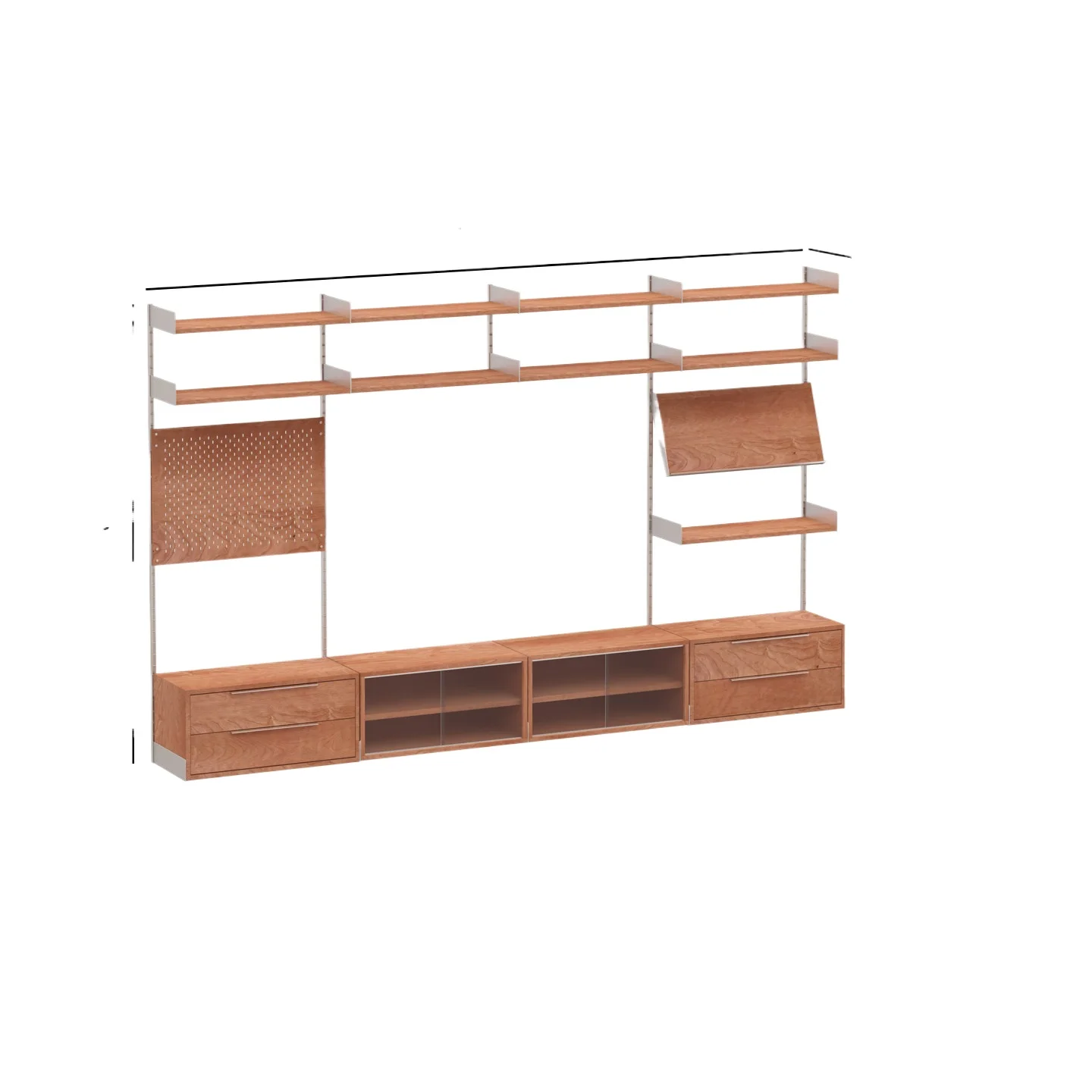 LMM decorative background wall wall hanging aluminum alloy solid wood multi-layer storage display stand