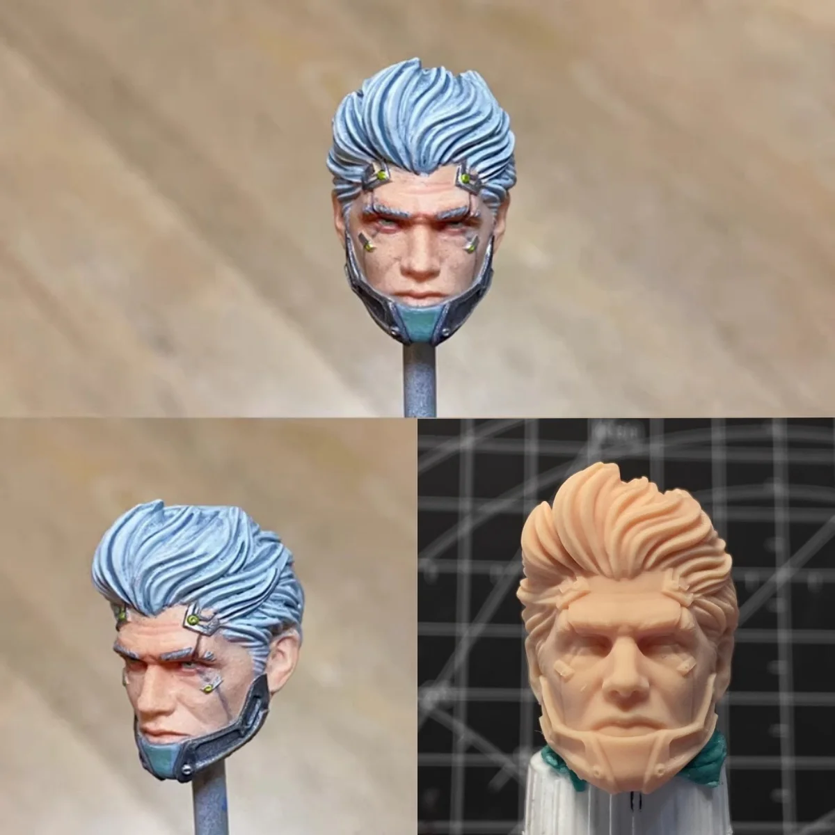 【30days Made】1/12 Scale Male Soldier Cyberpunk Mechanical Warrior Painted Unpainted Head Sculpture For 6'' Action Figure Model