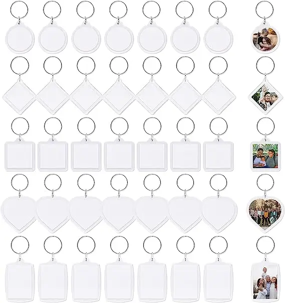 Acrylic Transparent Photo Frame Keychain Creative Couple DIY Insert Photoes Storage Box Split Type Keyring Friendship Gifts