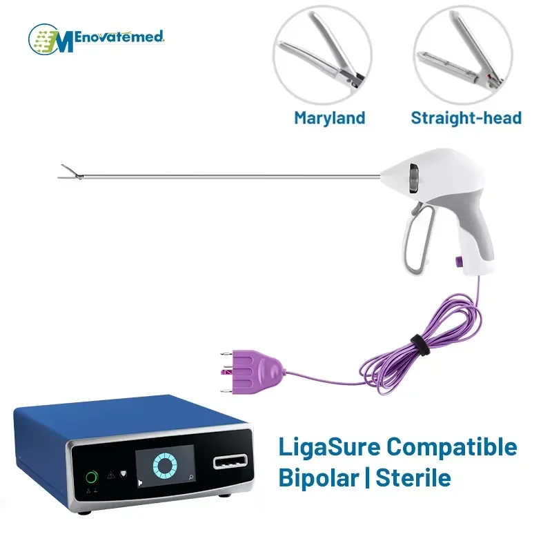 5mm Maryland Ligasure Bipolar Vessel Sealing Forceps Manual Control Curved Tip for Minimally Invasive Surgery