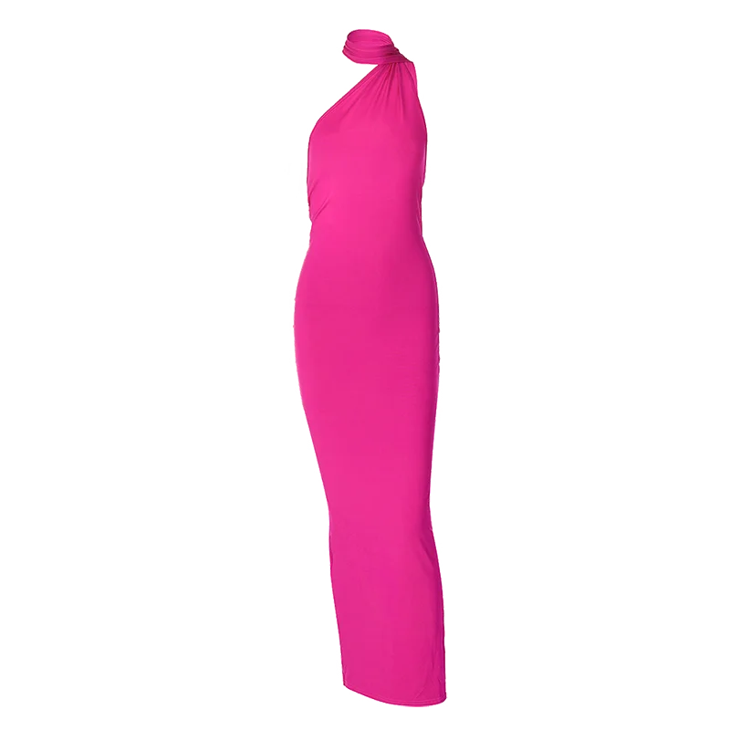 Hugcitar One Shoulder Backless Adjustable Scarf Loop Ruched Sexy Maxi Dress Women Elegant Y2K Streetwear Festival Outfit 258 Sd6af0cb02ba84d00ab2f243a06488e5fX