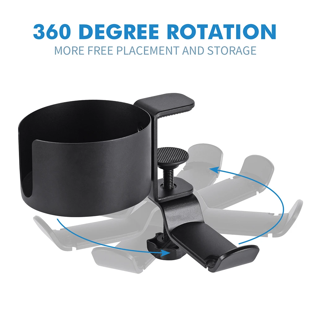 

Table Side Cup Holder Adjustable Hanger under Desk Headset Stand Headphone Aluminum Alloy Hook