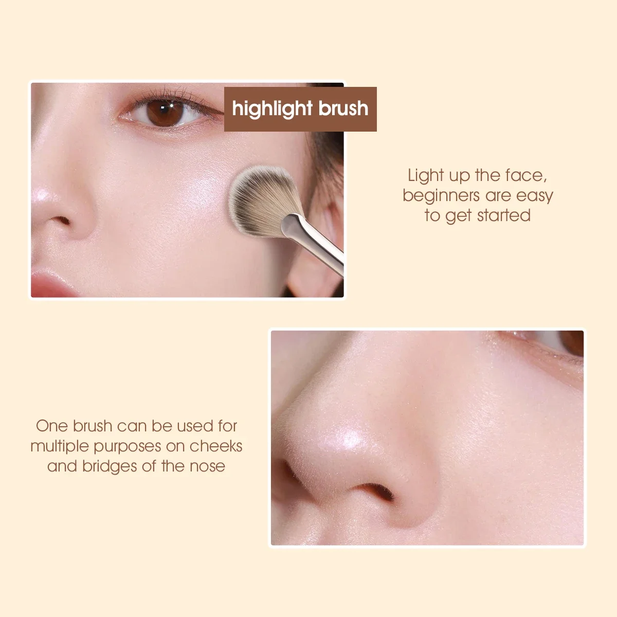 IMAGIC 1Pc mettant en évidence Blush brosse noir unique maquillage du visage doux professionnel de haute qualité multifonction outil de beauté cosmétique
