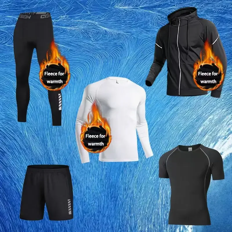 2025 Conjunto deportivo de 5 piezas Fashion Warm, cálido y cómodo, sin miedo de hielo y nieve, libre de movimiento